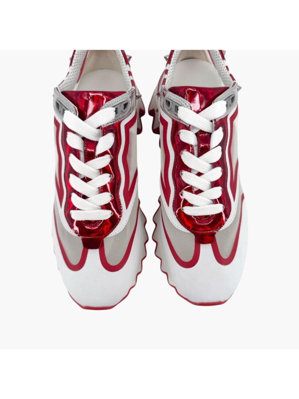 Christian Louboutin Sharkina White Mesh Red Sneakers Size 38 US 8 Women's 6968 - Picture 5 of 15
